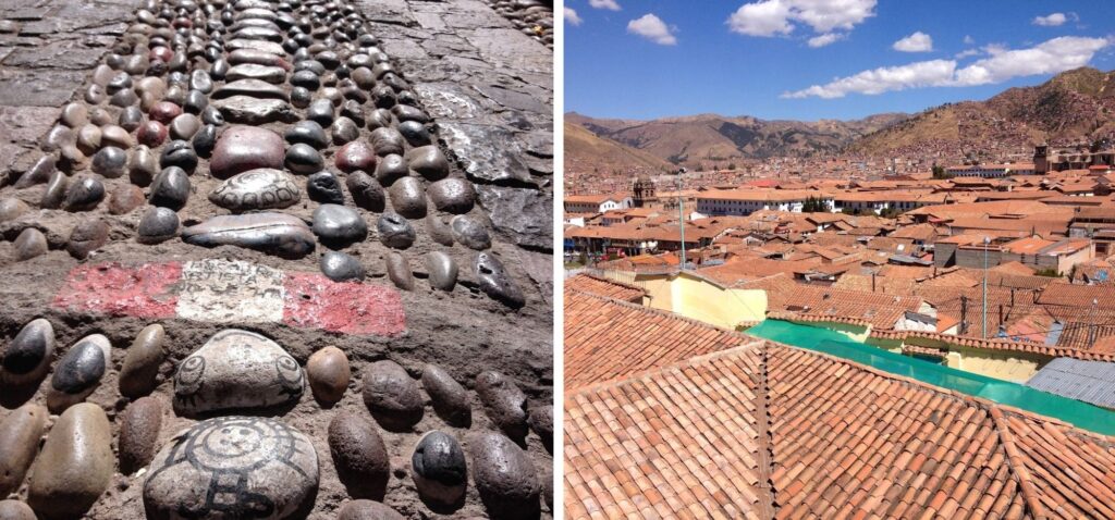 Brukowane uliczki i dachy w Cusco