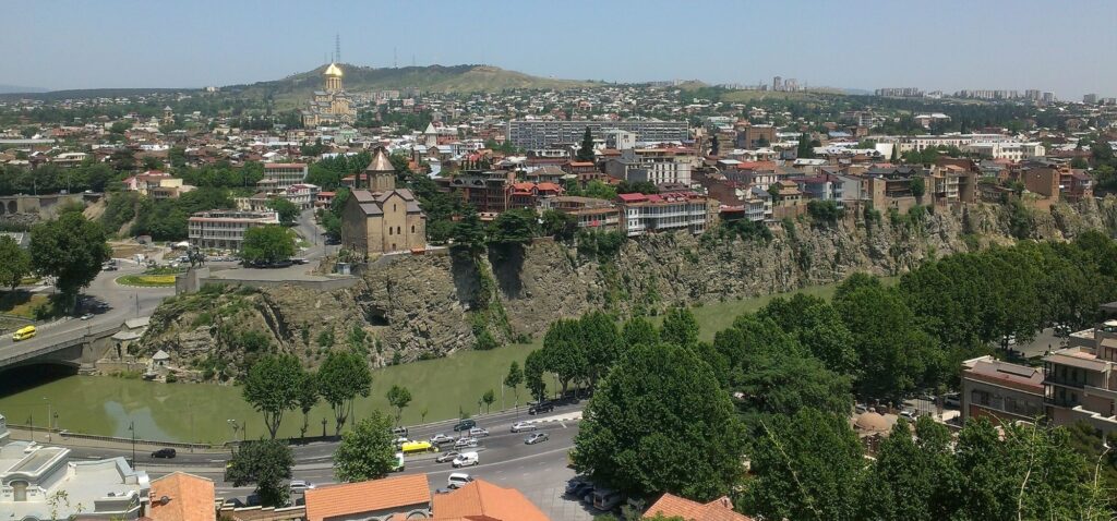 Panorama Tbilisi z twierdzy Narikala