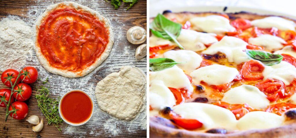Składniki na pizzę i margherita - Międzynarodowy Dzień Pizzy